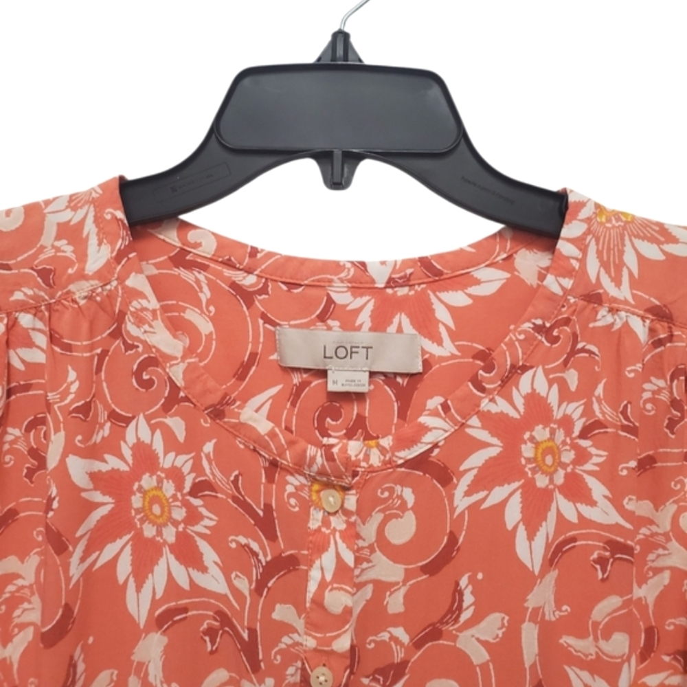 LOFT Sleeveless Coral Floral Button Down Top - Medium - Picture 3 of 3